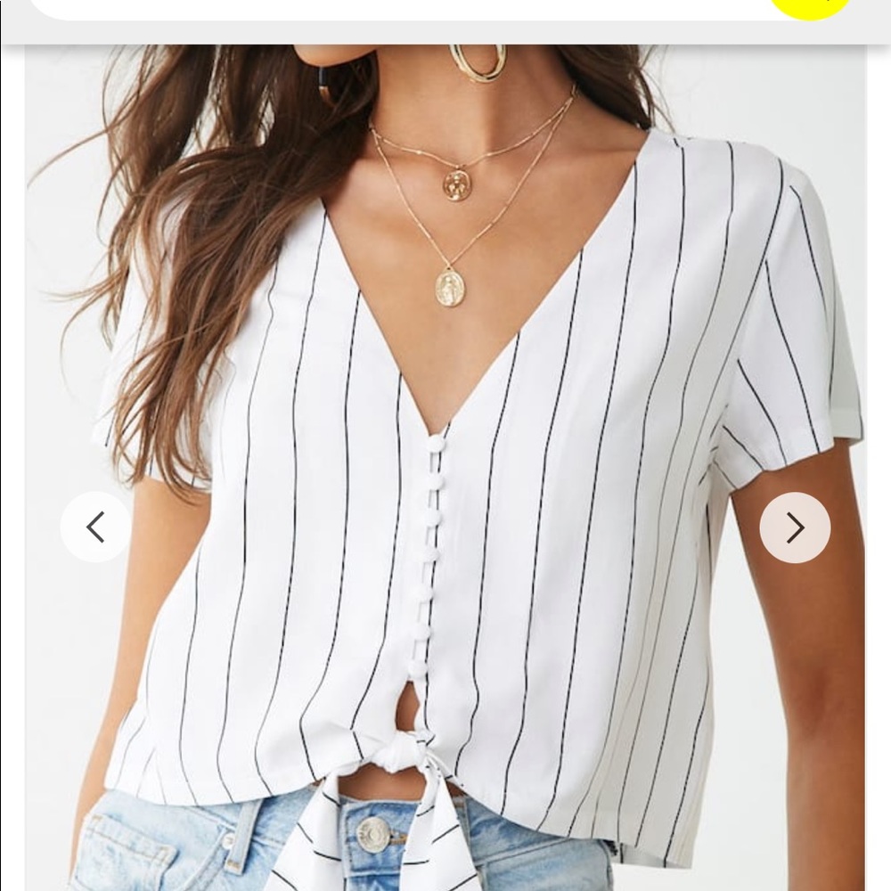 Forever21 Striped Tie-hen Crop Top, Size Small